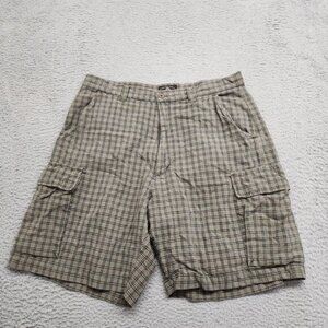 American Eagle Outfitters Shorts Mens 36 Green Plaid Cargo‎ Lightweight Casual